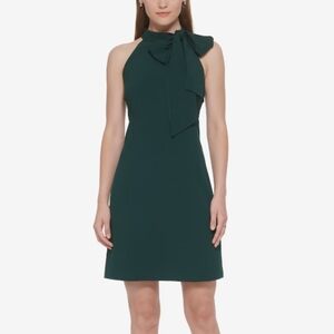 Vince Camuto Bow Mock Neck Hunter Green Dress